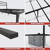 Vista 4 de Golden Gate Beds, base de cama de metal, base de colchón resistente con espacio de almacenamiento, no necesita somier, marco resistente, fácil