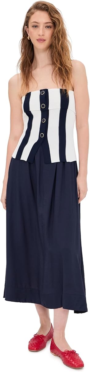 Women's Tube Top Striped Detail Midi Dress