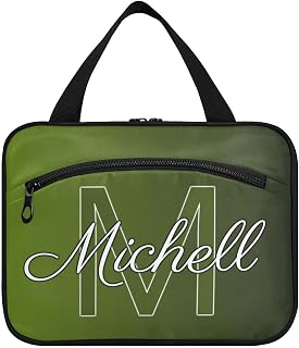 Green Gradient Personalized Hanging Travel Toiletry Bag for Women Men Custom Makeup Organizer with bottles & hanging hook Cosmetic Bag for Toiletries Traveling Bathroom Outdoors Hotel