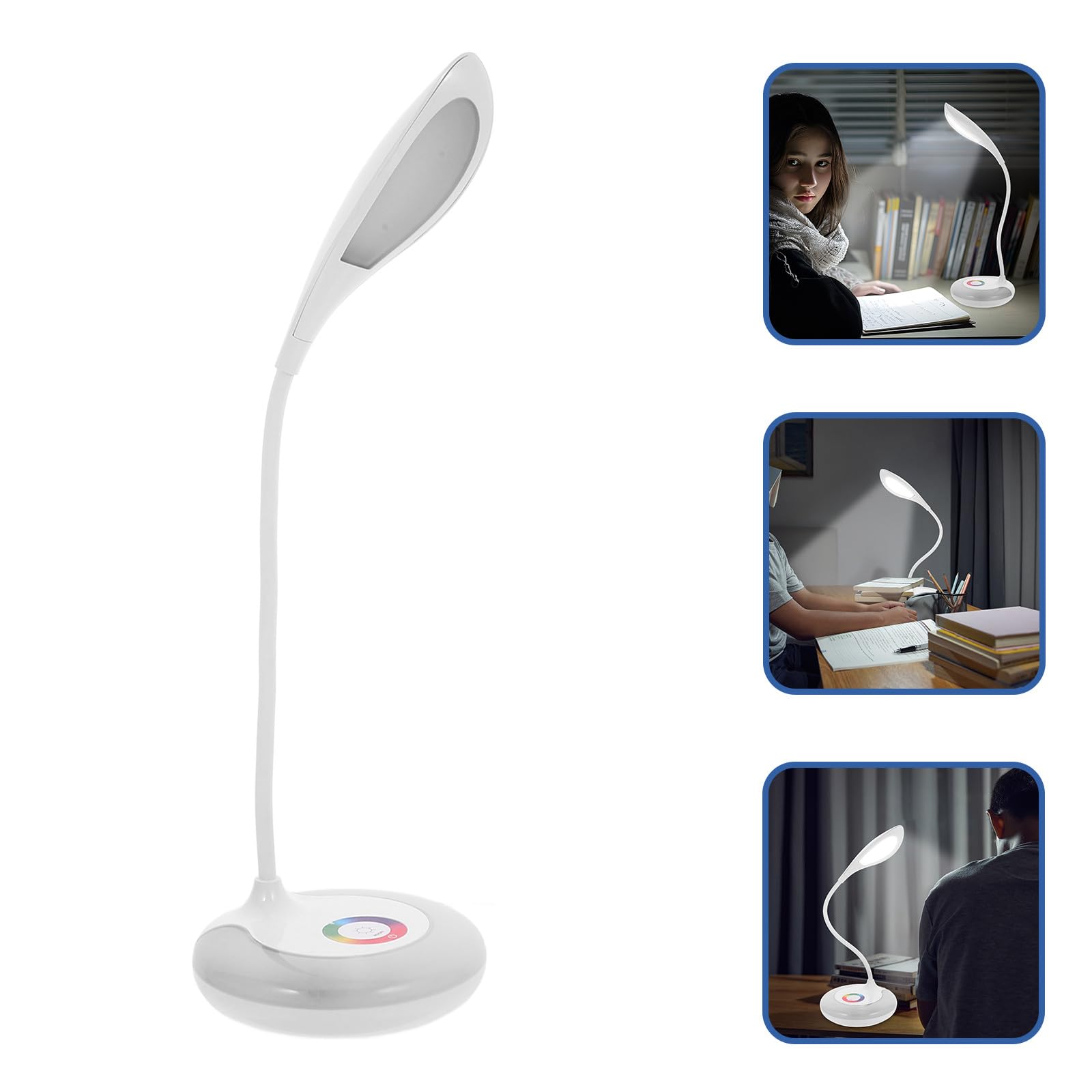 DOITOOL Lampada da Scrivania Bianca con Controllo Touch e Porta USB | Regolazione Dimmerabile, Luce Rgb, Batteria 1200mah, Corpo in Abs e PC