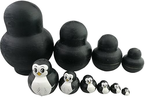 Miniatura 3 de Winterworm Lindas y encantadoras muñecas de anidación de animales Matryoshka Muñeca rusa Set de 10 piezas de madera hechas a mano para niños,