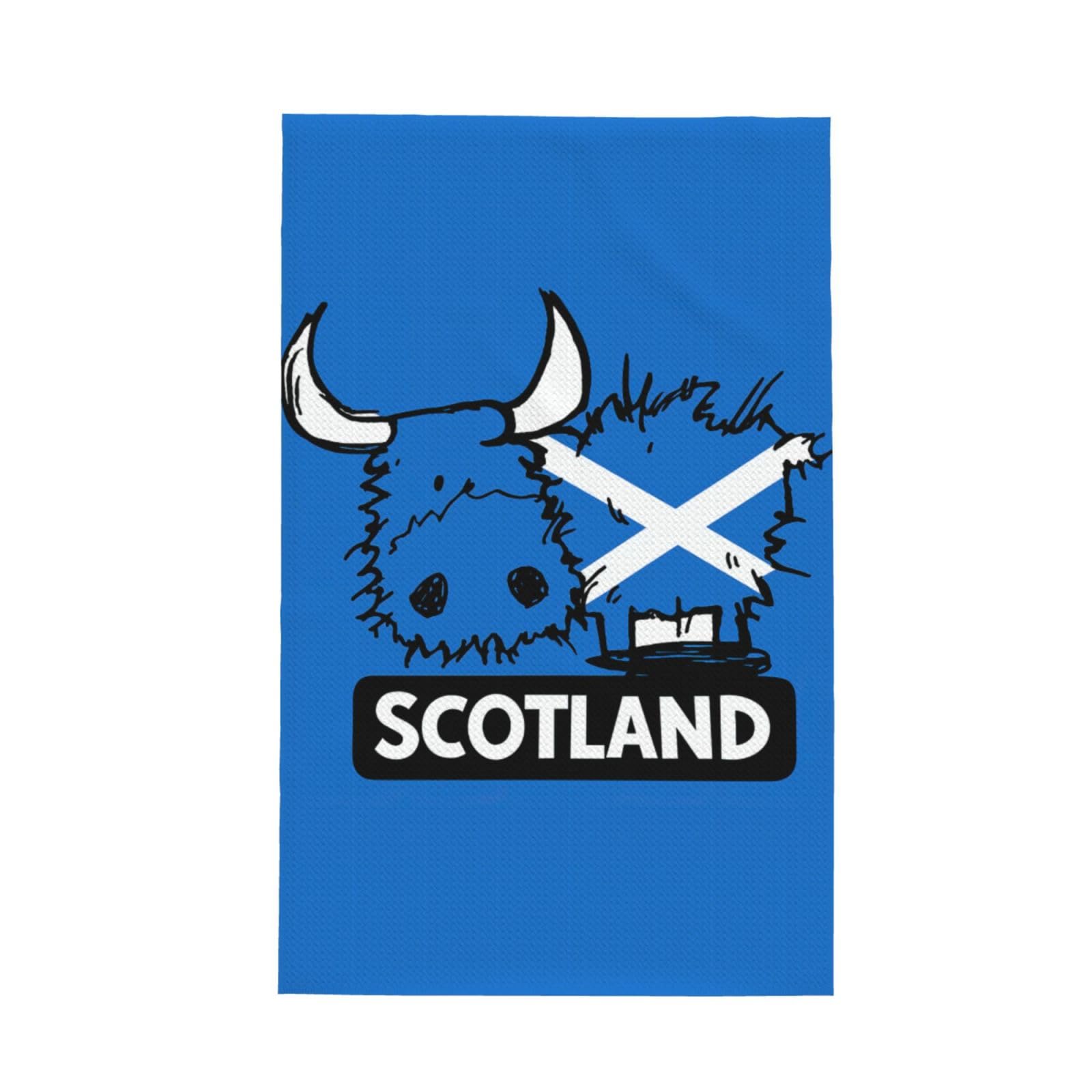 Xxahnbm Black Scottish Flag And Highland Cattle Print Waffle Kitchen Towel,Absorbent Hand Towel