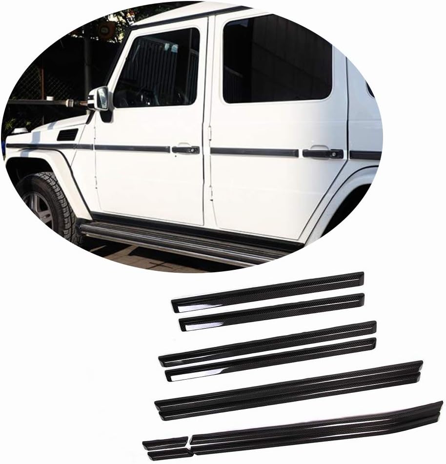 Fits Mercedes Benz G Class G500 G550 G55 G63 AMG Petrol Gasoline Version Pre-facelift 2013-2017 Dry Carbon Fiber Exterior Decoration Car Side Body Moulding Bar Cover Trims 10PCS/SET