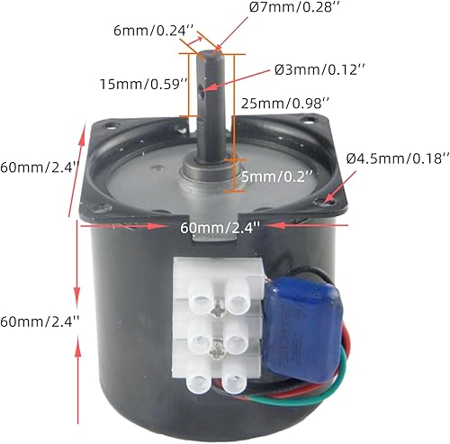 Miniatura 9 de CHANCS Motor de reducción síncrono reversible 60KTYZ 110V 40-48RPM CWCCW Torque con soporte fijo y extensión de enchufe de interruptor