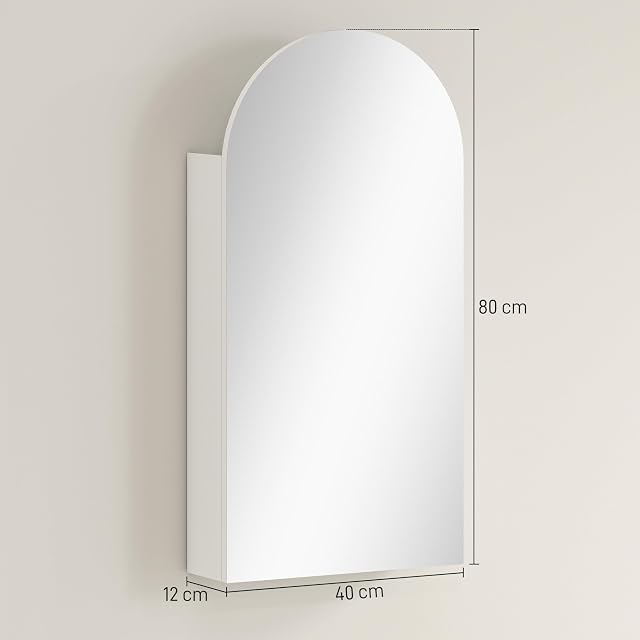 Foto 7 de 8 de HOMCOM Armario Espejo para baño de Pared Moderno 40x12x80cm Blanco