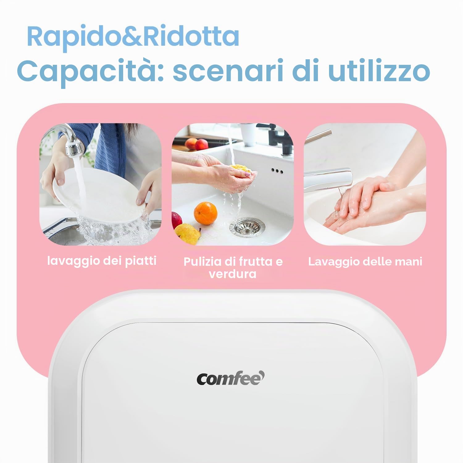 COMFEE ' D10-15VD1OW Thermos Elettrico 10L Scaldabagno Elettrico sopra il Lavello con Serbatoio Acqua - Leggero, Compatto, Facile da Installare - Ideale per una piccola famiglia