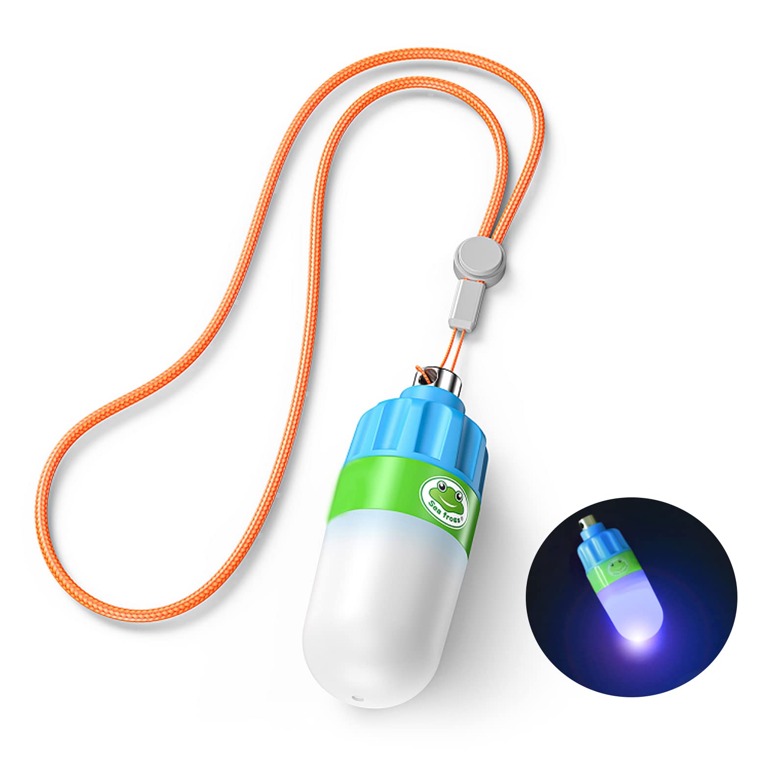 Sea frogs Luce di segnalazione per esterni, luce stroboscopica subacquea per immersioni notturne, luce LED lampeggiante di sicurezza Firefly SOS luce subacquea (blu)