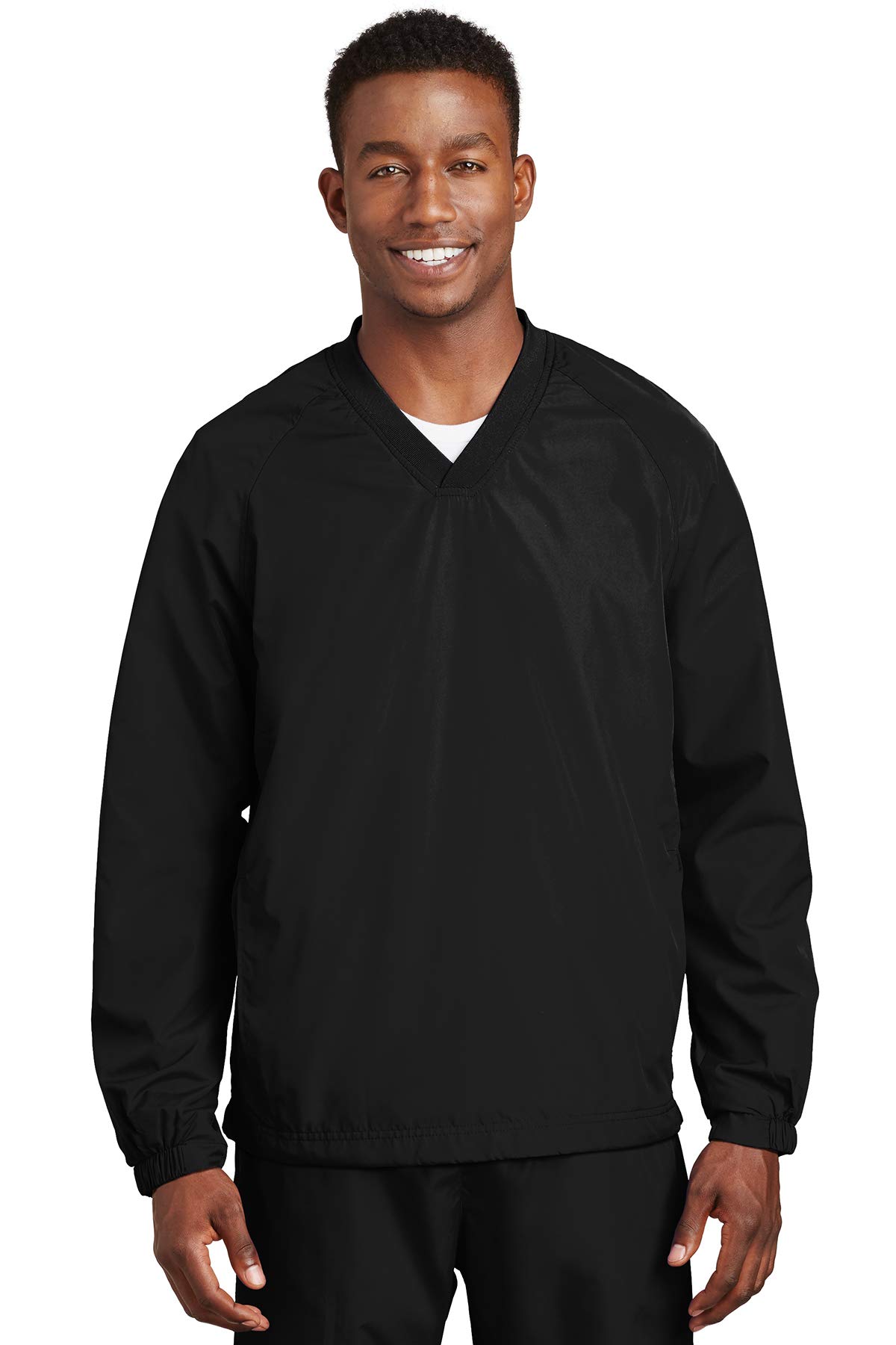 SPORT-TEK V-Neck Raglan Wind Shirt 3XL Black