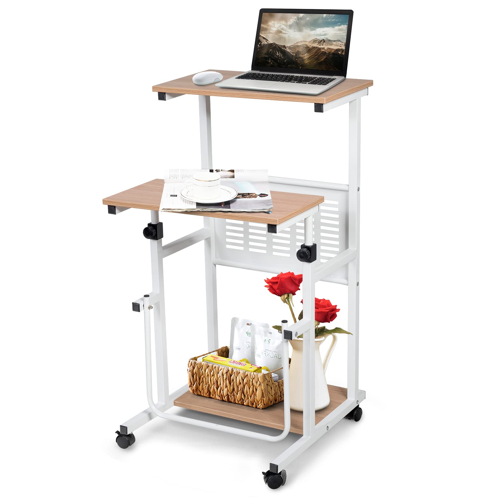 Buy Multigot Height Adjustable Computer Desk, 2 Tier Standing Converter
