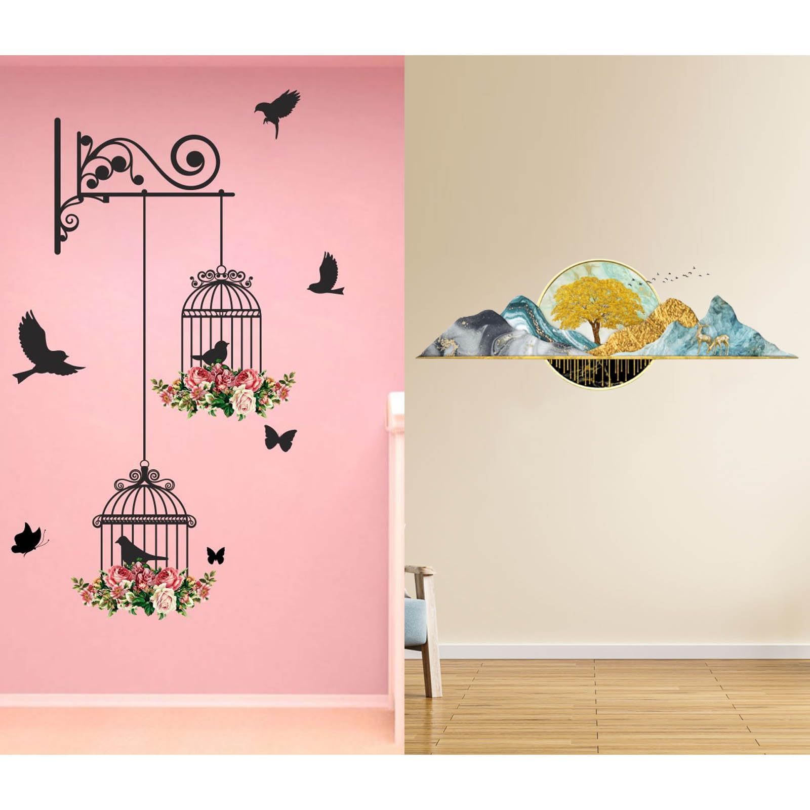 WALLBOOK Set of 2 Wall Stickers Branches and Cages | 3D Trees for Home, Hall, Bedroom, Livingroom & Kitchen (B0CP8D4ZH7) Amazon Price History, Amazon Price Tracker
