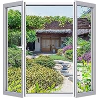 Fliegengitter Fenster 2-er Set 250 * 150cm | Zuschneidbar ohne Bohren Klebmontage | Insektenschutz Fenster Fliegenvorhang Moskitonetz, Schwarz