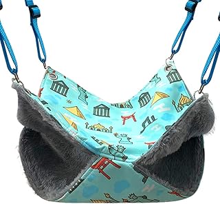 Ferret Bunk Bed Hammock Cage Accessories,Guinea Pig Hideout Bed Cage Habitat Accessories,Washable Ferret Tunnel Guinea Pig Hideout Soft Washable Ferret Rat Corner Hideout for Guinea Pig Ferret Rat …