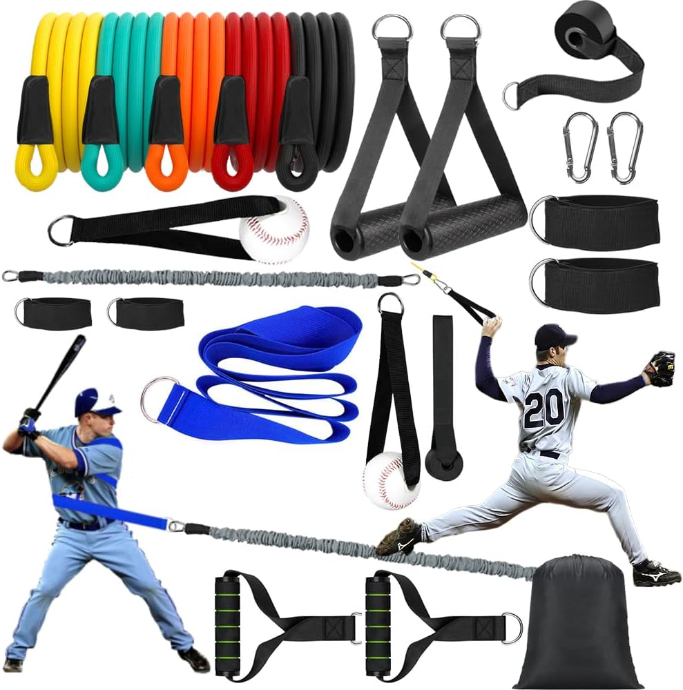 Complete Baseball Resistance Training Bundle – Build Arm Strength, Flexibility, Swing Power, Pitching Accuracy, Throwing Velocity, Core Stability, and Catching Skills – Perfect for Baseball & Softball