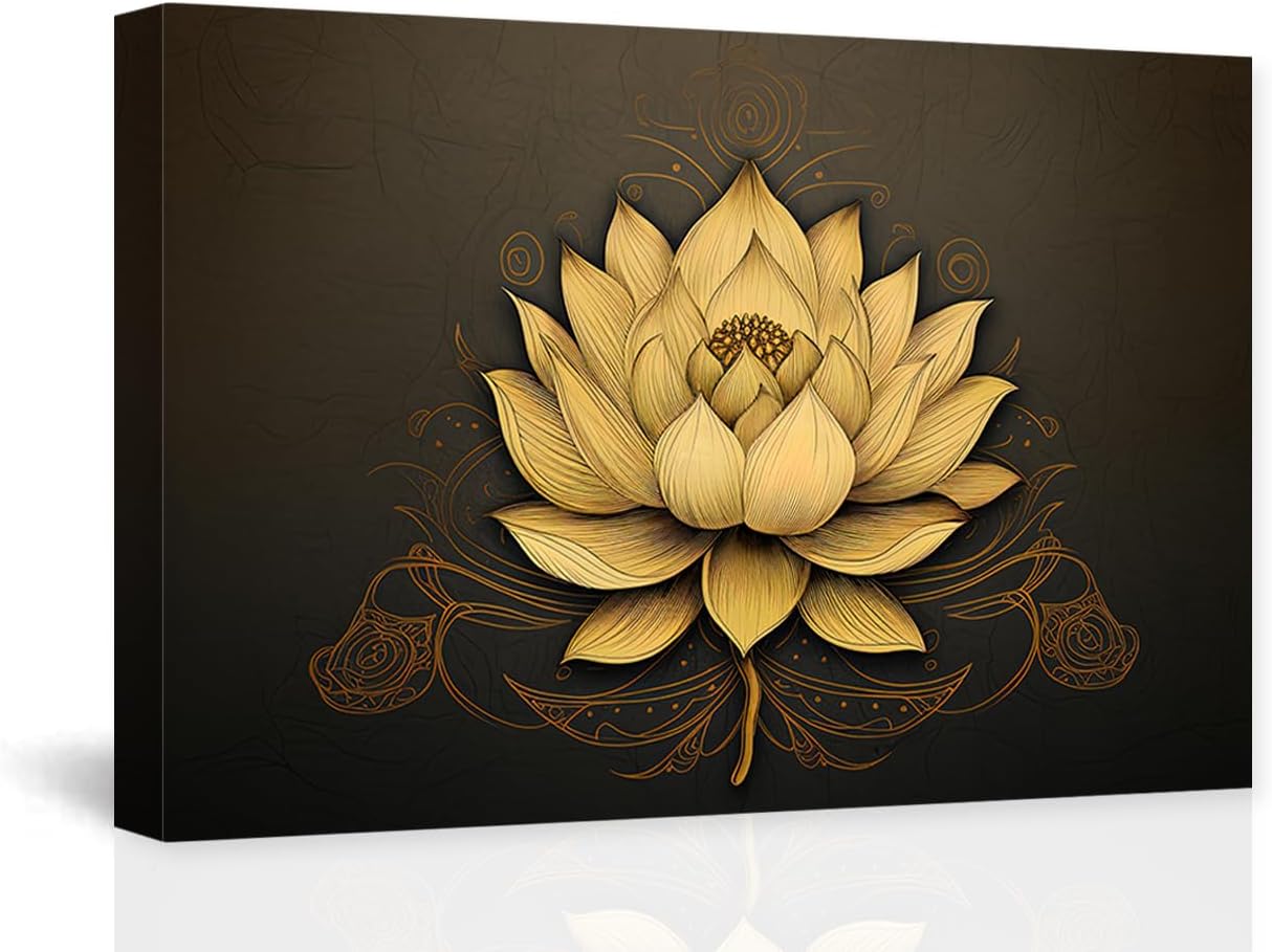 DOARTDO Arte de pared zen abstracto de flor de loto, cuadro de flor de ...