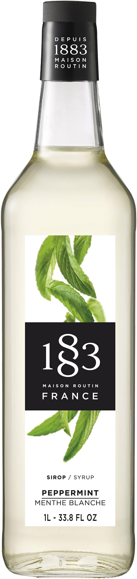 1883 Maison Routin Peppermint Syrup for Cocktails, Mocktails, Coffee, Tea & Hot Chocolate – Barista Syrup, Premium Mixer – Vegan-Friendly, Allergen-Free, No Artificial Colours – 1L Glass Bottle