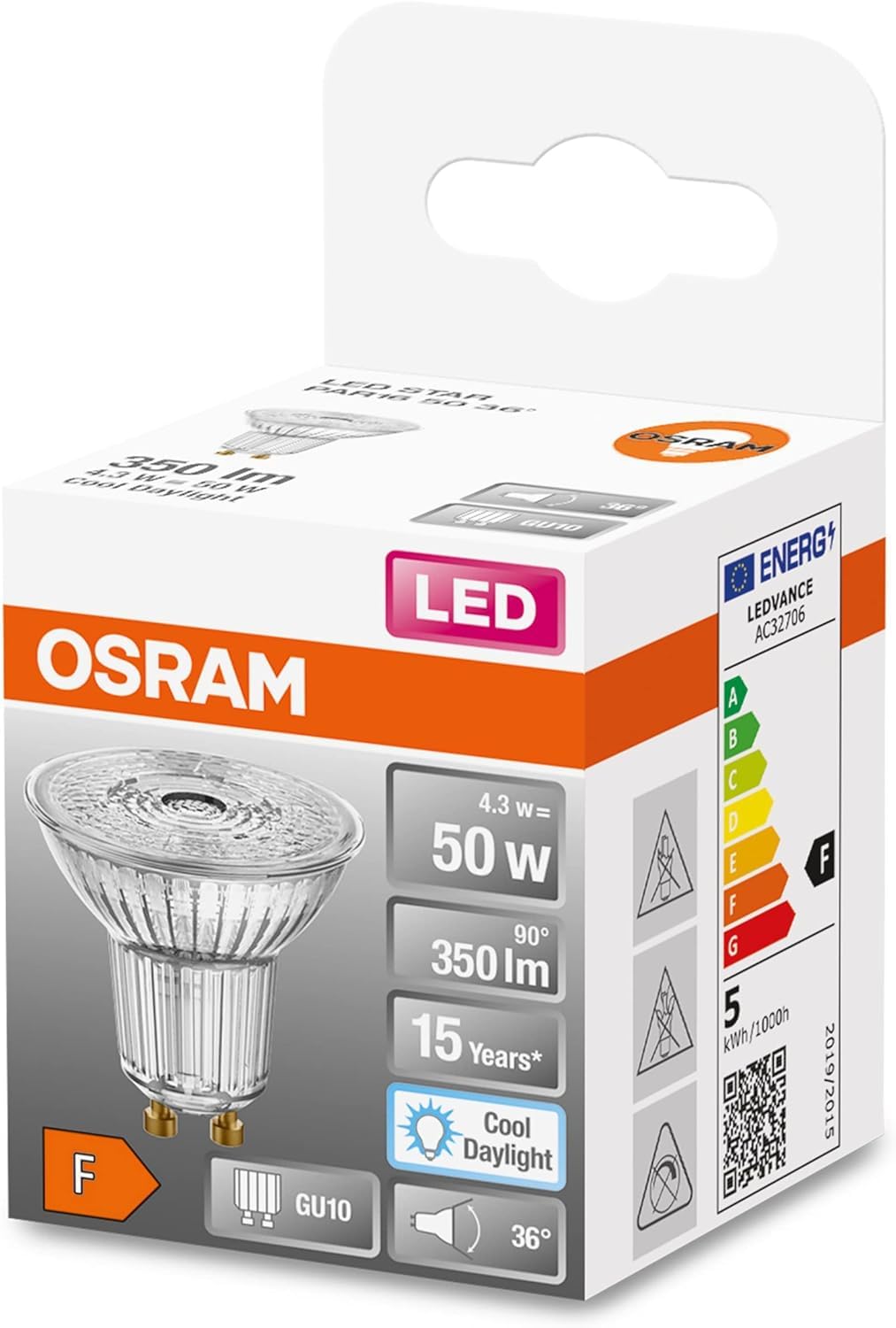 OSRAM LED Riflettore Lampada LED STAR PAR16 2.6W 827