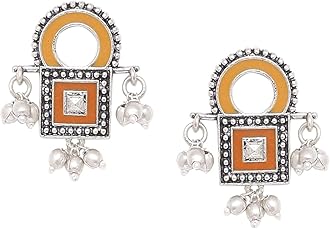 Voylla Sanwari Square Enameled Earrings