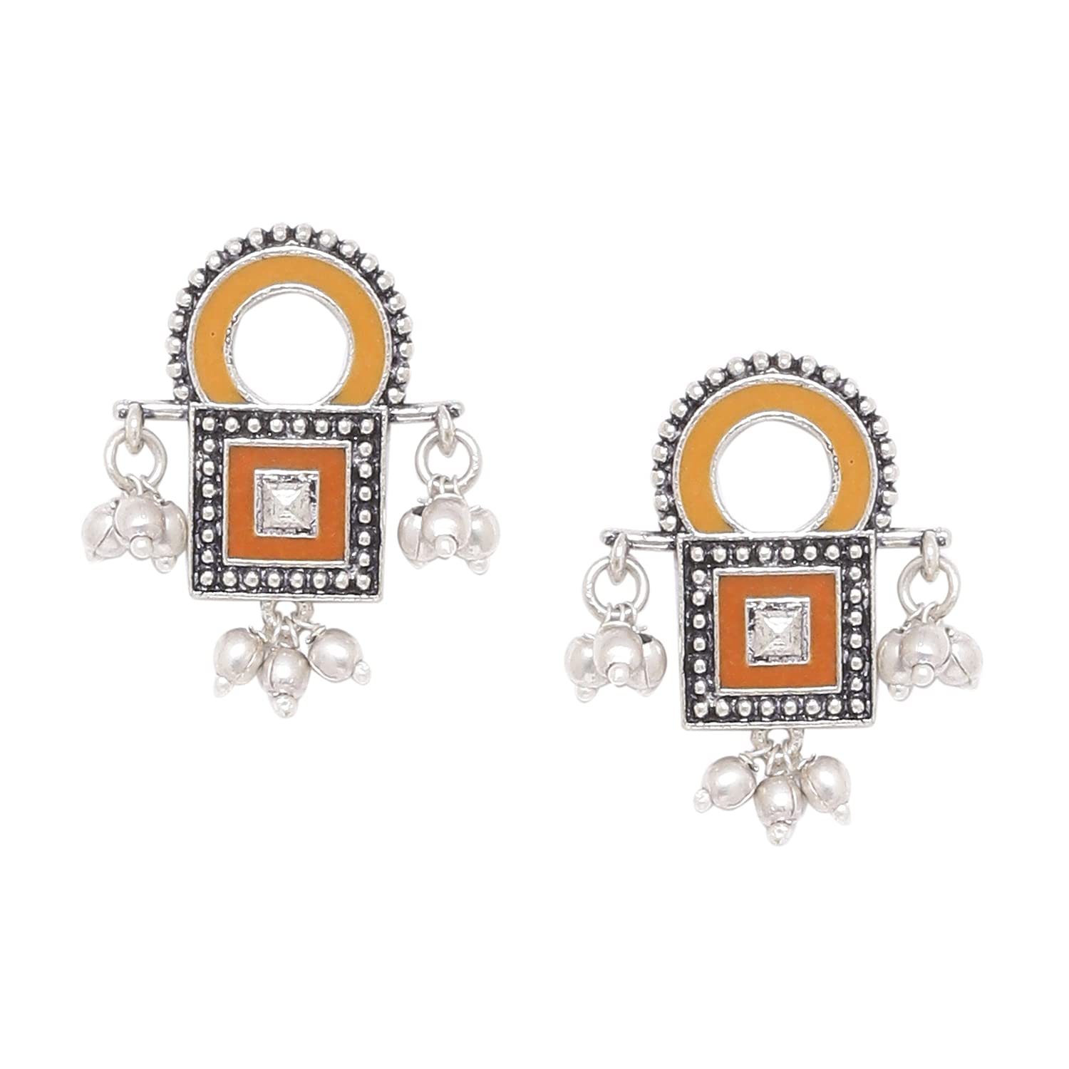 VOYLLASanwari Square Enameled Earrings for Women and Girls