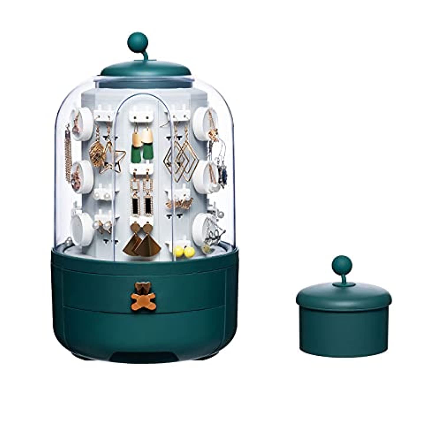 NothersJewelry Storage Box with 2 Drawers Design, A Inner storage box, Large Capacity Transparent Holder, Dressing Table with Adjustable Slots, Earrings Necklace Ring Sunglass organizer, Gift for Girls