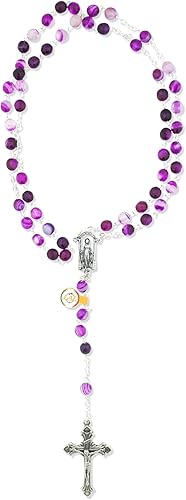 Venerare Hermoso rosario católico italiano con cuentas de vidrio