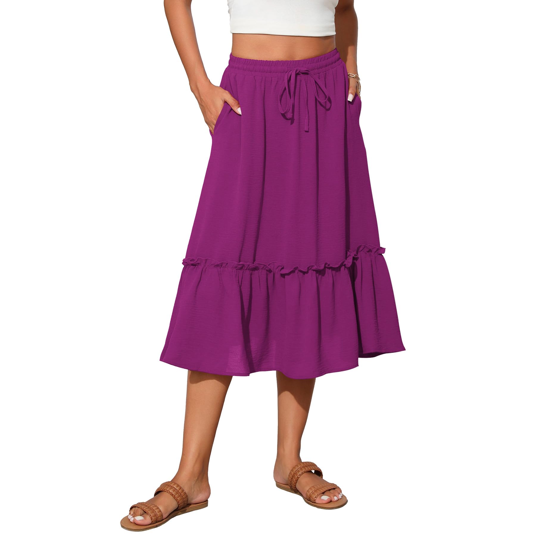 Witsmile Summer Skirts for Women 2025 High Waisted Skirts for Women Vacation Wardrobe Essential(Clean Purple,S)