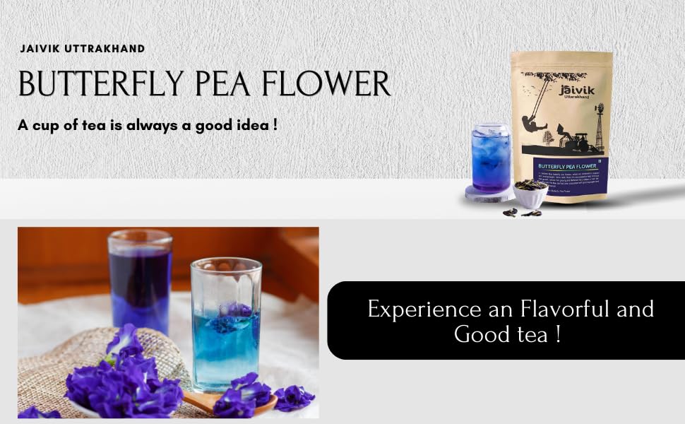 Image of Jaivik Uttarakhand - Green Tea, Butterfly Pea Tea (100g each), Unique Blend Crafted Loose Leaf For Chai Lovers Across India, Combo (Pack Of 2)