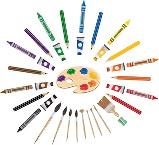 IARTTOP Colorful Art Supplies Crayon Wall Decal, Watercolor Artistic Things Crayons Pigment Pens Wall Sticker for Drawing Room Classroom Art Room Decorations