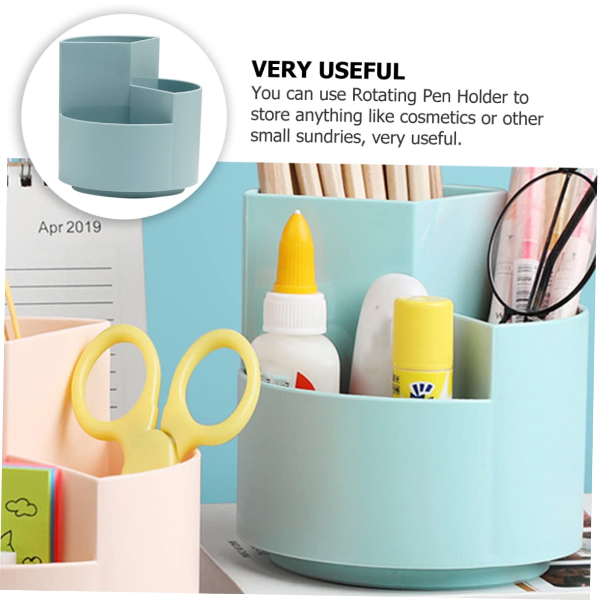 Cabilock 2st Drehbarer Stifthalter Drehbarer Schreibwarenhalter Drehbarer Für Den Schreibtisch Kunstversorgung Tisch-organizer-box Büro Stift Stifthalter Bilden Pp Rotieren Kosmetik