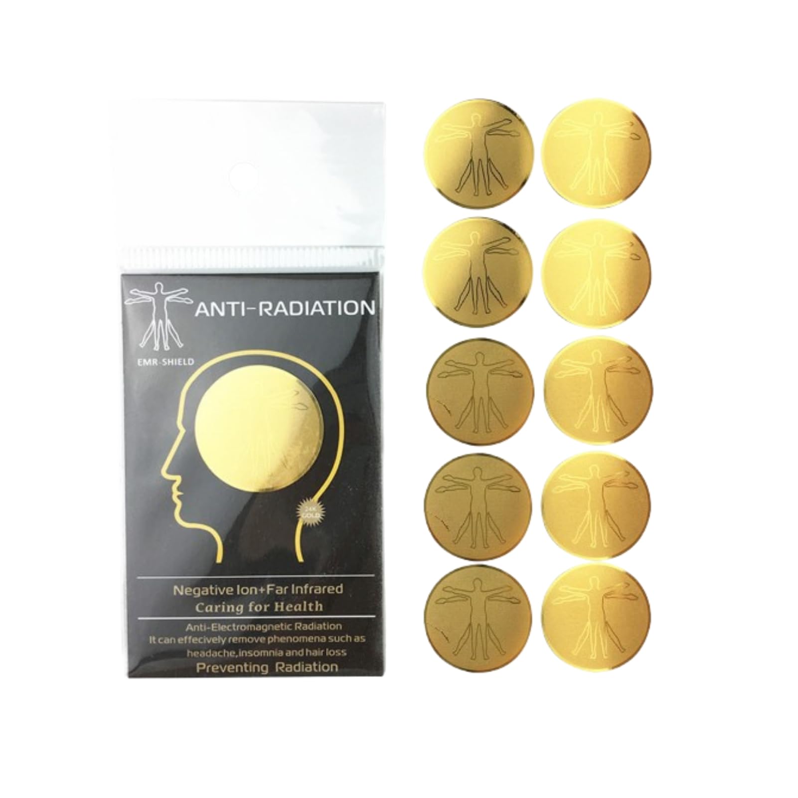 WETBEN 8 stuks EMF anti-stralingsbescherming sticker schilden, 24K gouden mobiele telefoon sticker bescherming blokker voor laptops tablets blokken 5G Wi-Fi Bluetooth bescherming neutralisator (Goud