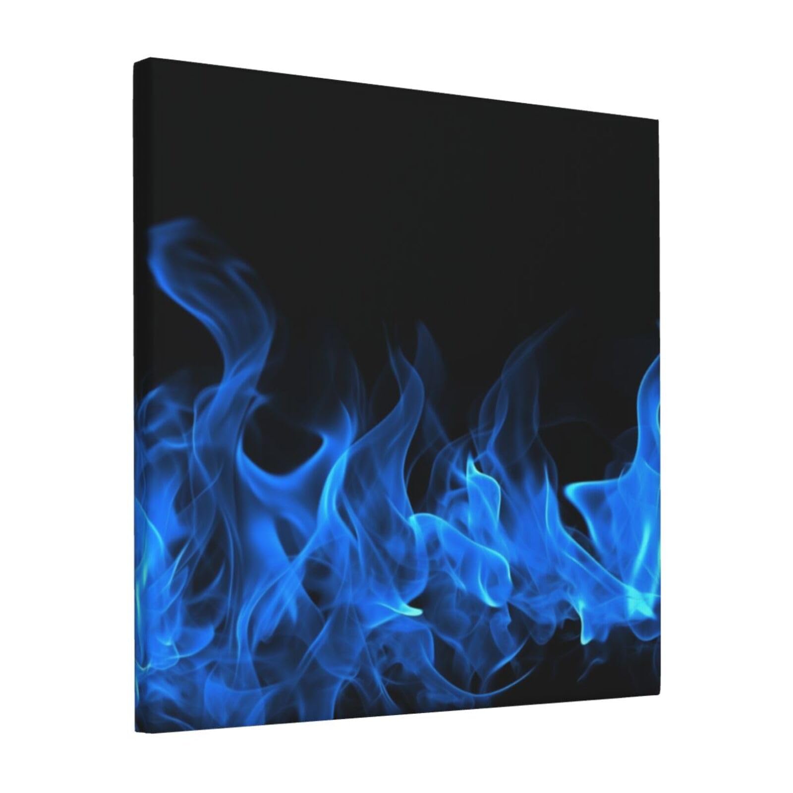 KLOPH Blue Flame Canvas Wall Art for Living Room 12"x12" Modern Artwork Painting for Bathroom Hanging Canvas Prints Aesthetic Wallart for Bedroom Kitchen Office Wall Decor