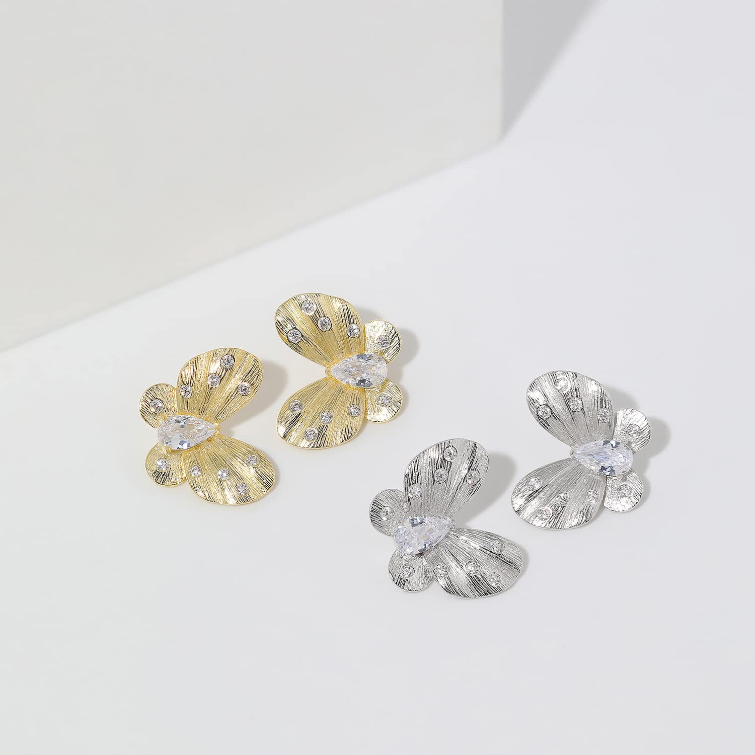 Meissa Farfalla Orecchini da donna in argento 925 Orecchini carini Orecchini in oro Gioielli ipoallergenici (Argento)