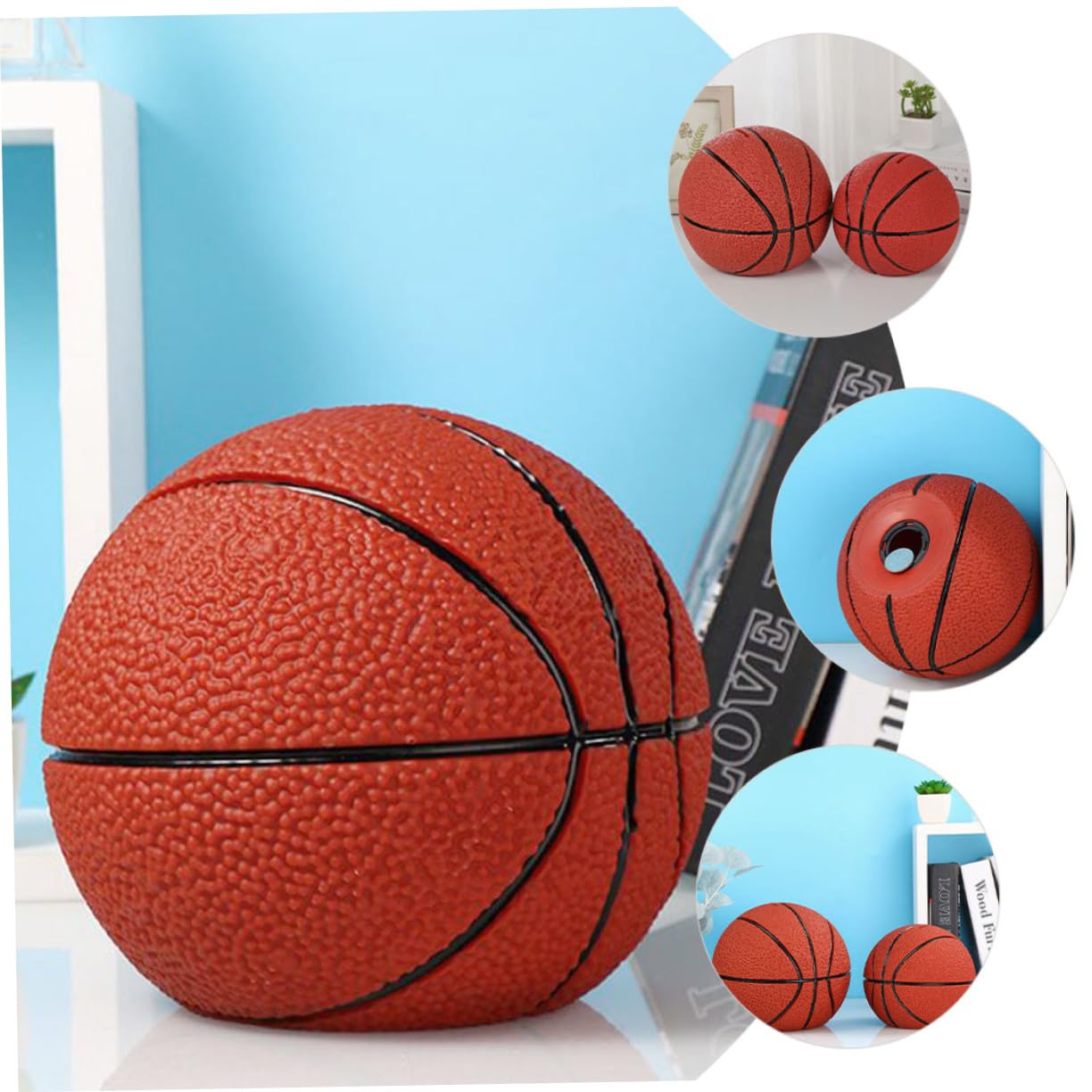Salvadanaio a Forma di Pallone da Basket per Bambini in Vinile Design Resistente e Tocco Morbido, per Risparmiare e Decorare la Camera dei Ragazzi