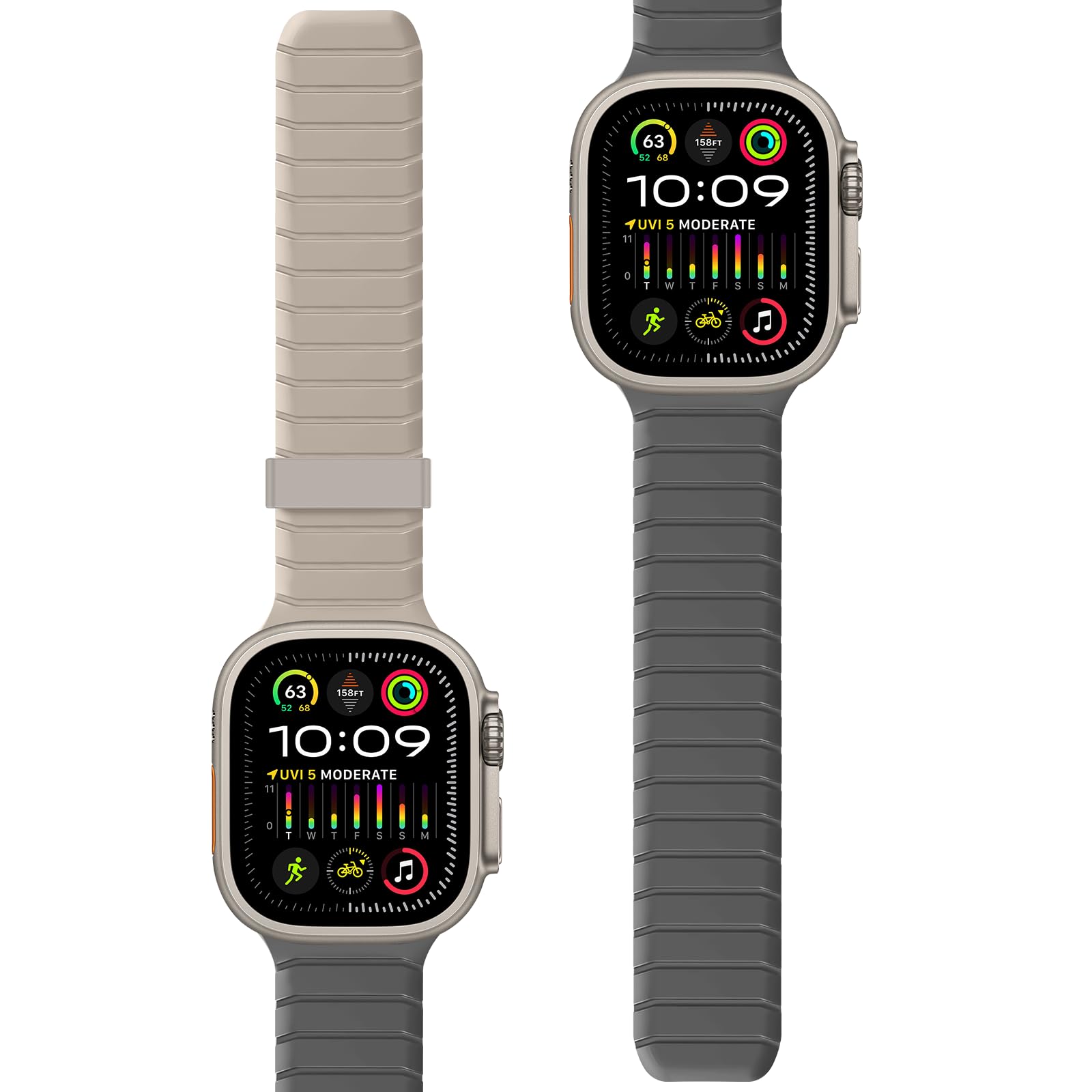 Tasikar Dwustronny pasek magnetyczny kompatybilny z Apple Watch 49mm 46mm 45mm 44mm 42mm, Miękki silikonowy pasek sportowy do iWatch Ultra SE Series 10 9 8 7 6 5 4 3 2 1
