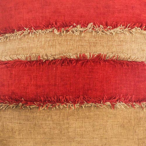 Image of Encasa XO Chenille Cushion Covers (Pack of 2) with Patchwork 40x40 cm - Mix & Match Pillow Covers in Bright Colours for Living Room, Sofa, Bedroom - Walnut+Red