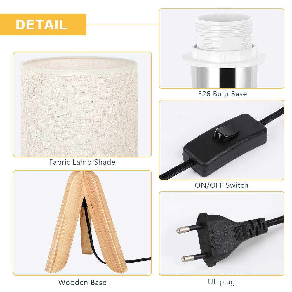 BTY Lámpara de mesa pequeña para niños, bonita lámpara de escritorio para mesita de noche, lámpara de noche con pantalla de tela para habitación de los niños, sala de estudio, dormitorio, oficina en