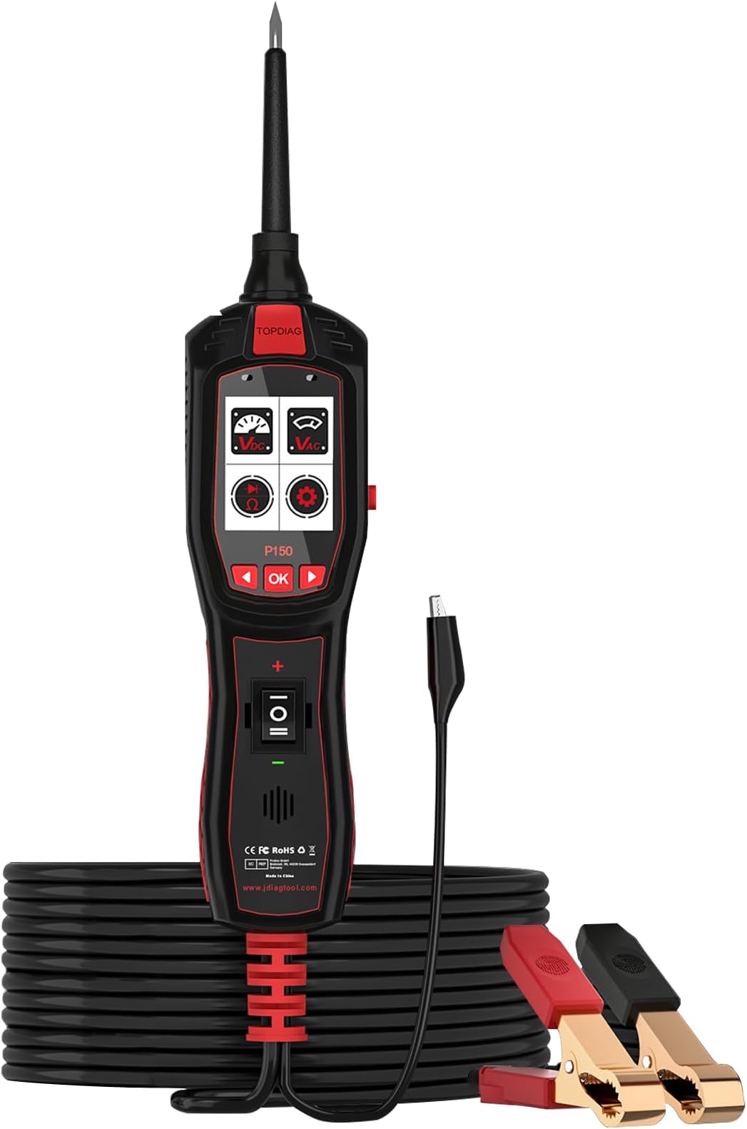 P150 Power Circuit Probe Kit - Fuel Injector Test Voltage Tester Component Activation Automotive Circuit Tester 6-30V Short Circuit Finder Jump Lead Function Continuity Test