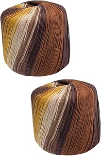SEWACC 2rollos Teñido Degradado Para Crochet y Mano Para Bufandas Gorros y Accesorios Color Marrón