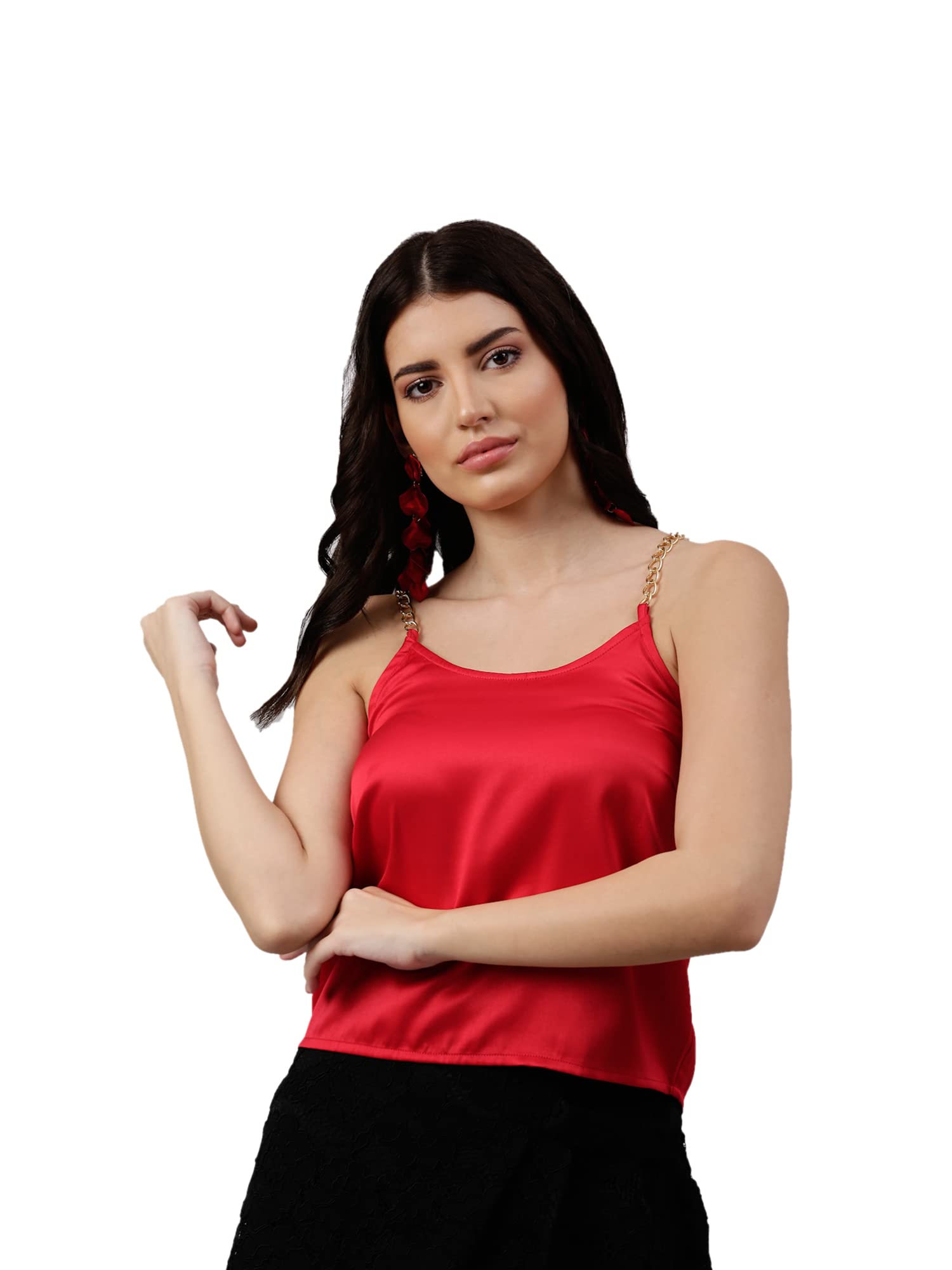 neudis Women Satin Burgundy Solid Tank Top-picture-11