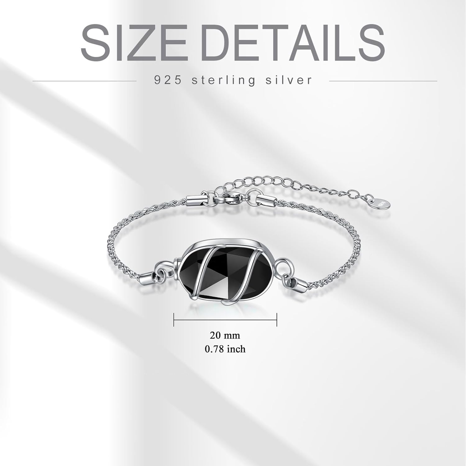 Black Onyx Urn Bracelet for Ashes 925 Sterling Silver Cremation Bracelet for Ashes Keepsake Jewelry Memorial Gifts for Women Mom