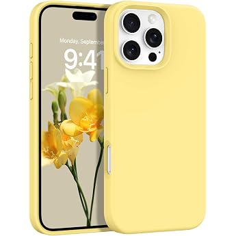 YINLAI Silicone Case for iPhone 16 Pro Compatible with Magsafe Mobile Phone Case iPhone 16 Pro Magnetic Slim Gel Matte Non-Slip Scratch-Resistant Case Cover Protective Case for iPhone 16 Pro 6.3 Inches Yellow