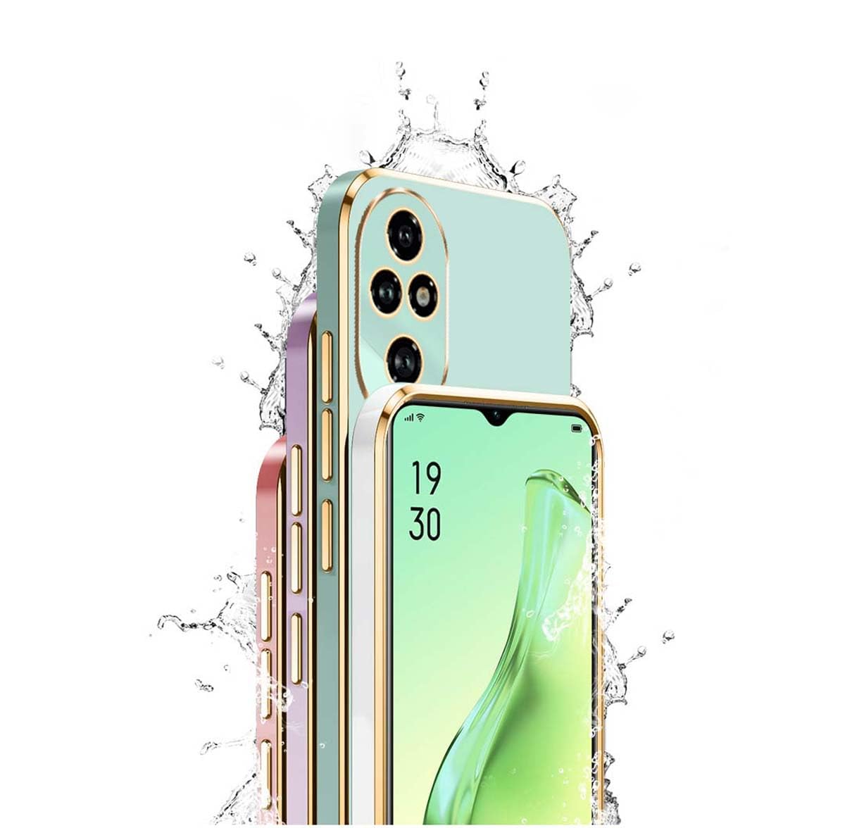 PEIYE Cover per Xiaomi 13T / Xiaomi 13T Pro, Custodia in Silicone Morbido, Case Antiurto con Superficie Lucida Colorata e Bordo Dorato Elettroplaccato, Rosa