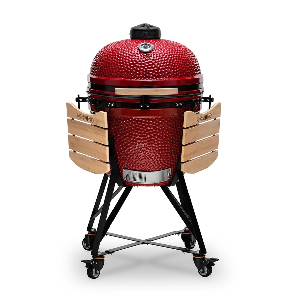 Kamado Bono Red Ceramic Bbq Grill, 23" Grande, I Kamado Bbq Charcoal Grill With Dual Zone Grilling System I Egg Bbq Smoker For Cooking, Smoking & Baking