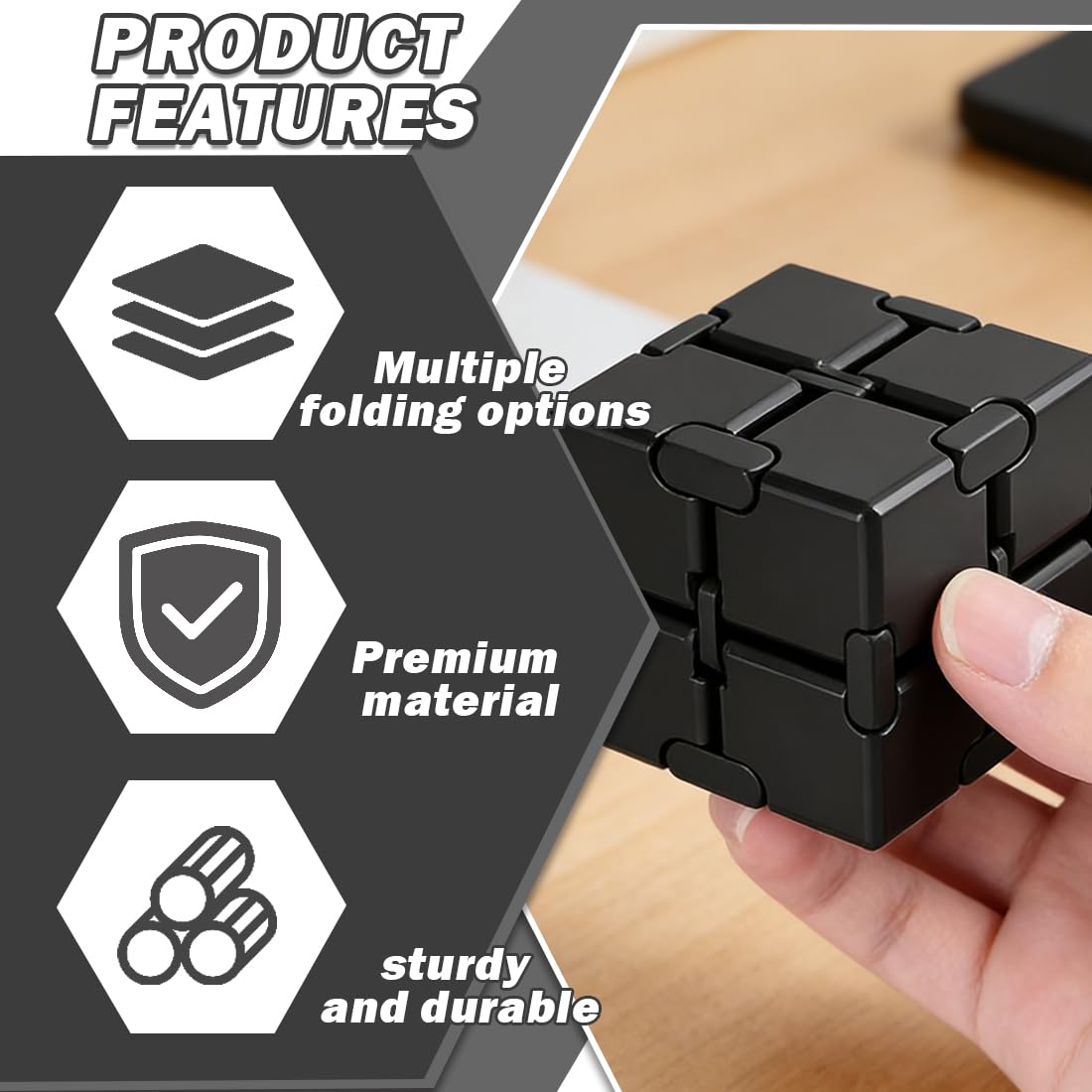 Infinity Cube Fidget Toy – niekończąca się kostka do redukcji stresu i koncentracji – Magic Flip kostka do relaksu i spędzania wolnego czasu