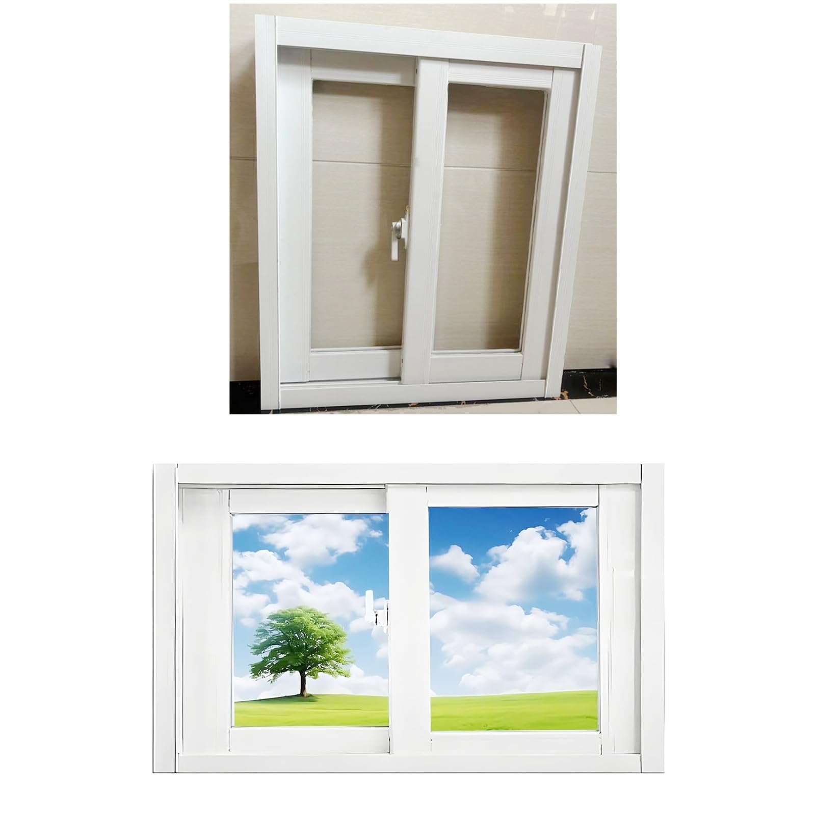 Ventana corredera horizontal con vidrio templado para casitas infantiles