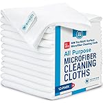12 x 12 MW Pro Multi-Surface Microfiber Cleaning Cloths | White - 12 Pack | Premium Microfiber Towels for Cleaning Glass, Kitchens, Bathrooms, Automotive, Supplies & Products