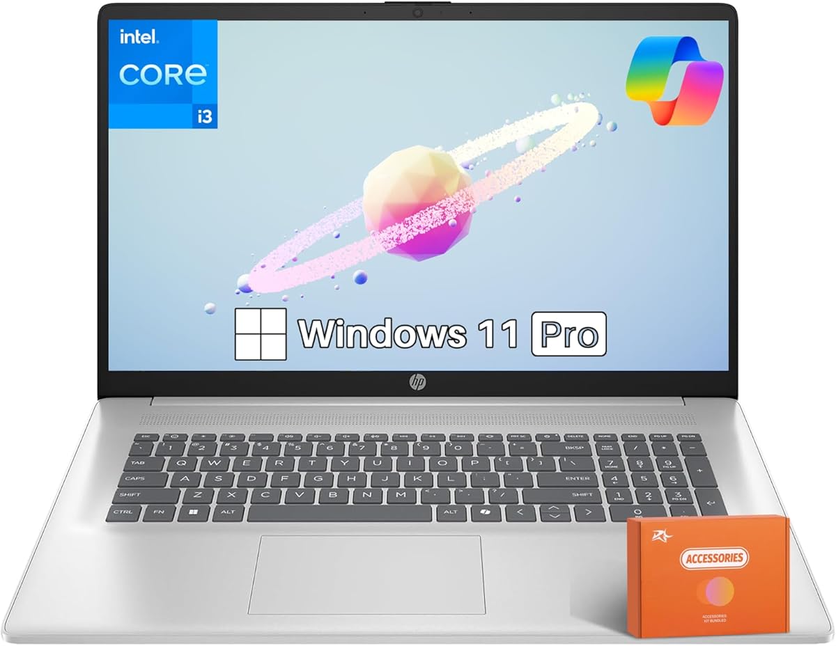 HP 17 Laptop for Business & Students 2025, 17.3" HD+ IPS Display, Intel 8-Core i3-N305(Up to 3.8GHz), 32 GB RAM, 1 TB SSD, Copilot Key, Fast Charge, Long Battery Life, Windows 11 Pro, Accessory Kit : Electronics