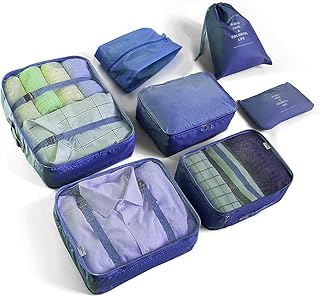 Set di 7 cubi di imballaggio per il trasporto dei bagagli, leggeri sacchetti da viaggio per vestiti, grandi contenitori per bagagli, set di cubi per borse da viaggio