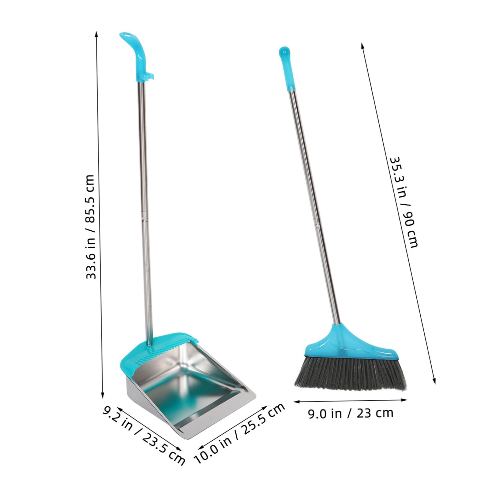 Cabilock Recogedor de Metal con Mango Largo, Acero Inoxidable y Plástico, Ligero Diseño Engrosado para Oficina y Cocina