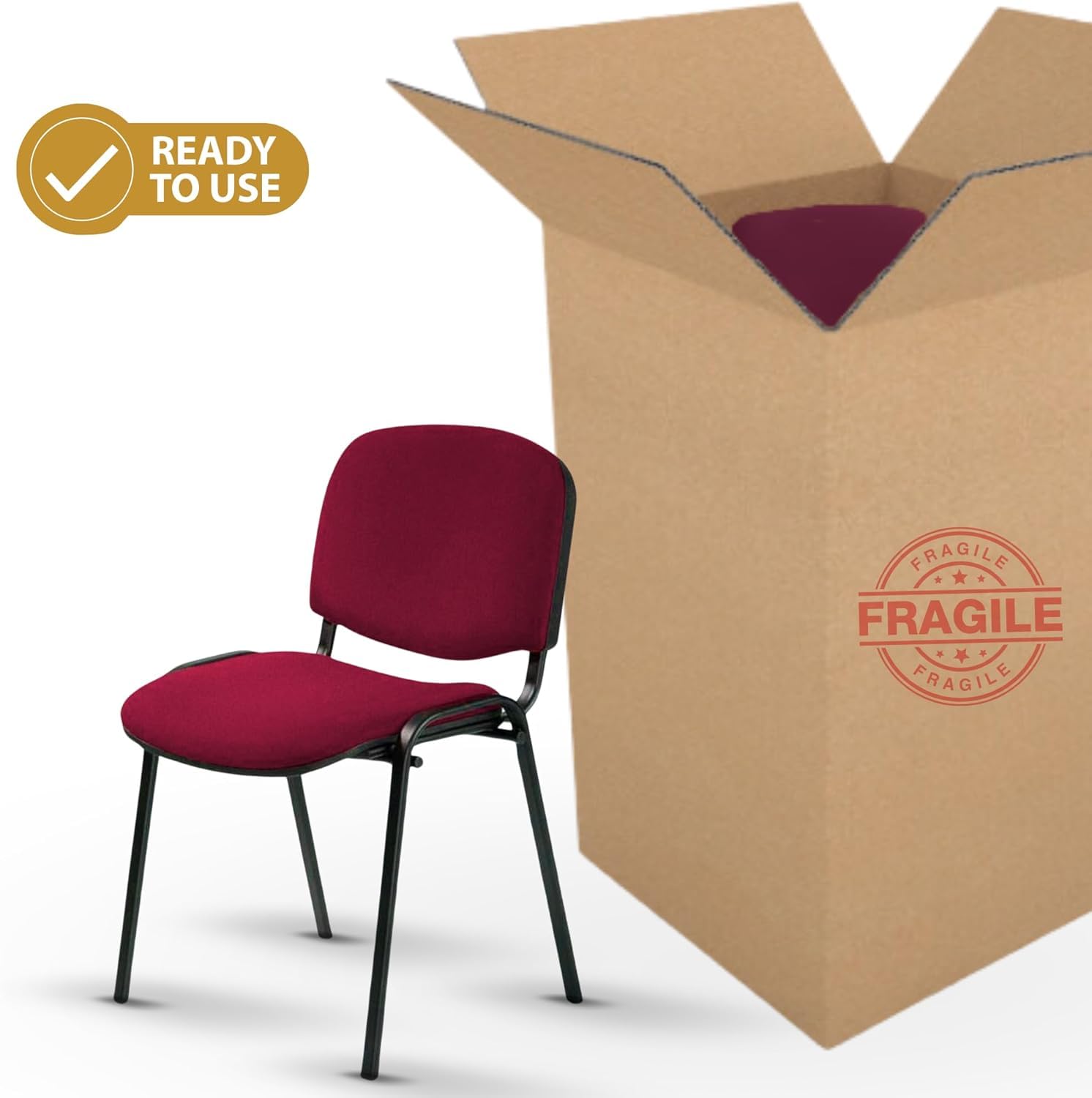 Topsit Besucherstühle 8er Set, stapelbare Konferenzstühle ohne Armlehnen, Stapelstühle mit Metallgestell, für Büro, Konferenz, Reception (Bordeaux)