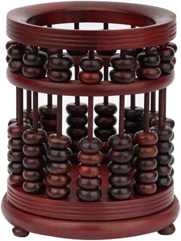 Digit Standard Abacus,Wooden Abacus,Abacus Pen Holder Chinese Retro Abacus Studyroom Redwood Carving Arithmetic Decoration Home Creative Gifts(10 * 10.8 * 12.8cm)